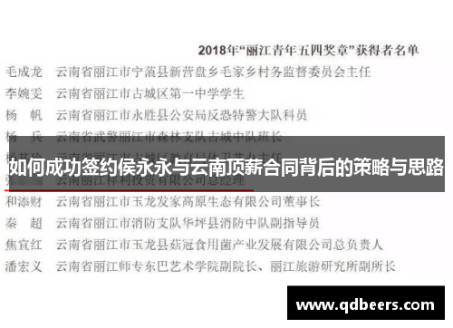 如何成功签约侯永永与云南顶薪合同背后的策略与思路