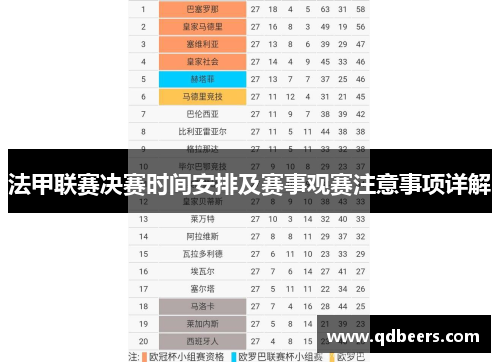 法甲联赛决赛时间安排及赛事观赛注意事项详解